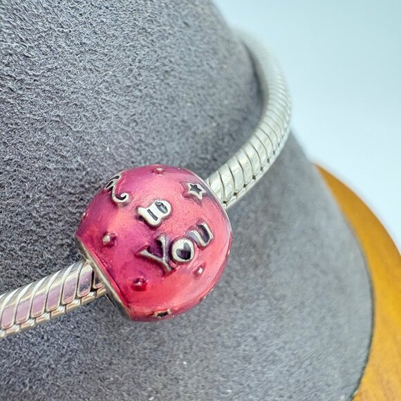 VTG Pandora Sterling Silver 925 Charm Bracelet Happy Birthday Charm Scroll Charm - Picture 11 of 16